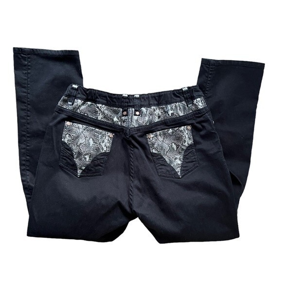 COOGI Faux Snake Skin Black Jeans Elastic Stretchy Pants Women's sz 20 Plus Size - Picture 2 of 12